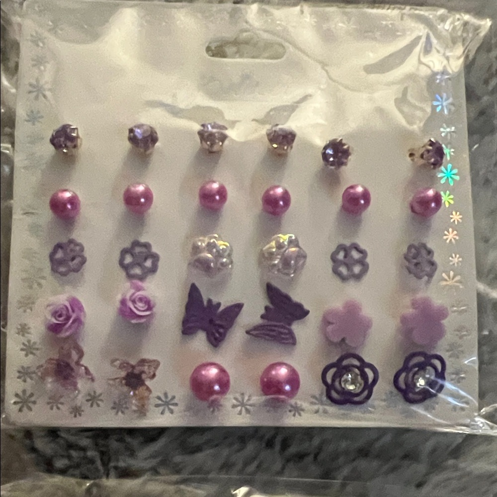 Charming Kids Flower and Butterfly Earrings Set